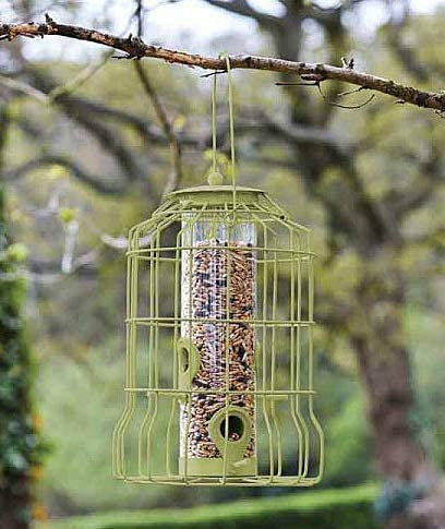 Garden Mile Green Caged Bird Feeder Hanging Garden Bird Feeding Station Cage Ideal for Bird Seeds, Nuts or Fat Balls Outdoor Garden Bird Guard Feeder Hanging Wildlife Seed Feeder Lawn Patio Wildlife