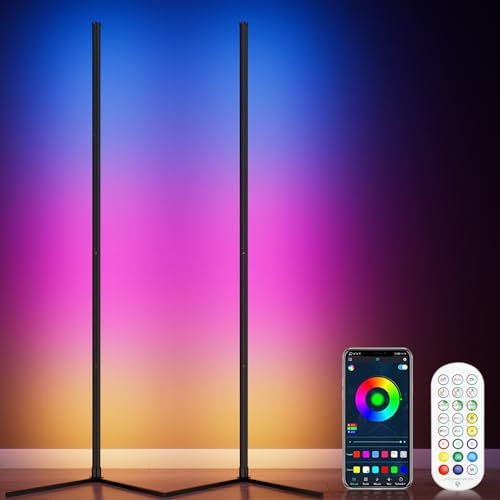 WISIMMALL Led Floor Lamp, RGB Corner Floor Lamp with APP and Remote Control, 16 Million Colors -SJ-2