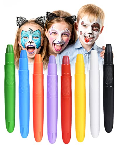 URAQT Pinturas Cara para Niños, 8 Colores Seguridad No Tóxica Pintacaras Infantil, Pintura Corporal y Facial para Barriga Embarazada, Pinturas Maquillaje Halloween Festival Fiesta Cosplay Adulto Niño