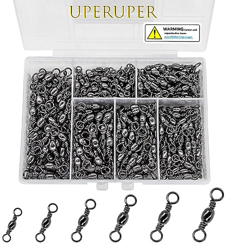 UperUper Fishing Barrel Swivels Kit, 300pcs Stainless Steel Rolling Bearing Snap Connector for Saltwater Freshwater Fishing#2#3#4#5#6#7