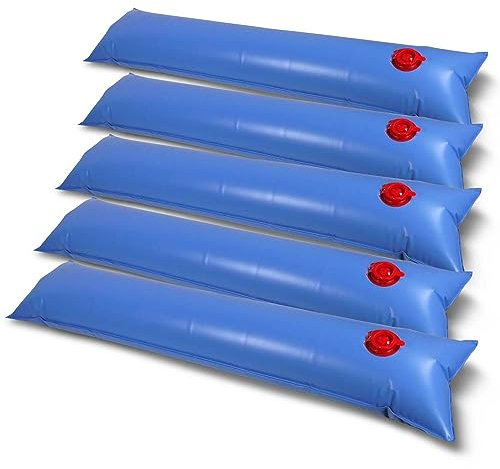 Wassersack gerade 4er Set (3,00 m) zur Beschwerung von Pool Winterabdeckungen - Befestigungsschlauch mit Einfüllstutzen für versenkten Pool - PVC Randsack in blau