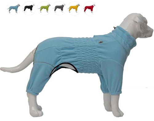 Warmer Hundemantel, Winddichte Hundejacke für kleine, mittlere und große Hunde, vierbeiniger Fleece-Hundewintermantel mit Reißverschluss, Hundeaussenjacke Turquoise XXXL