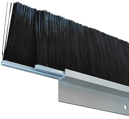 Retsun 5 Sets Double Layer 3 Inches x 39.37 Inches Door Brush Sweeps Seal Black Garage Roll Up Door Bottom Brush Aluminum Holding Easy Mounting (3in Double, 5)