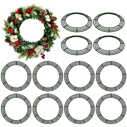 Thealyn 12 Stück 45 cm Metall Kranz Rahmen Grün Draht Kranz Ringe für Weihnachten Neujahr Party Home Decor Crafts Supplies