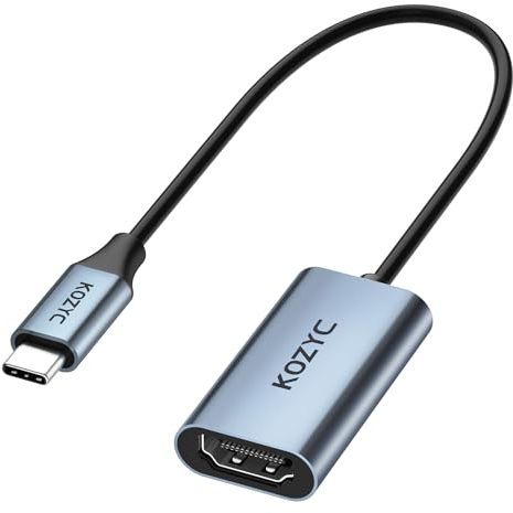 KOZYC USB C vers HDMI 4K Adapter, Type C vers HDMI convertisseur Compatible avec Thunderbolt 3, DP 1.2/1.4 Mode Alt Prend en Charge 4K 30 Hz, 3D, Copie et Affichage étendu pour Ordinateur