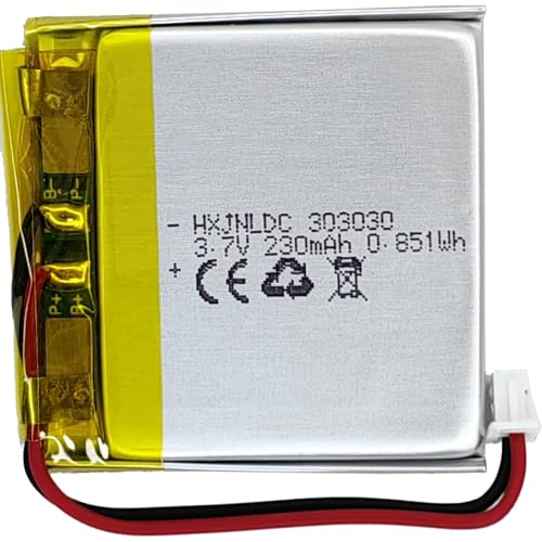 DC 3.7V 230mAh 303030 wiederaufladbare Lithium-Polymer-Batterie passend für DIY 3.7-5V elektronische Produkte mit eingebautem 2-Draht-Batterieaustausch und LED-Leuchten