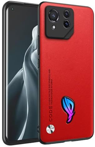 HAFFAN Custodia Cover Protettiva per Cellulare per ASUS ROG Phone 8 / ROG Phone 8 Pro (6.78), Stile Similpelle - Rosso