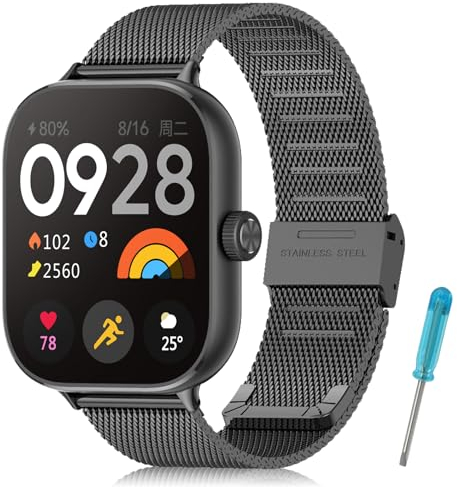 BDIG Ersatzarmband Kompatibel mit Redmi Watch Armband Xiaomi Redmi Watch 5/4 Damen/Herren, Dual Magnetisch Einstellbar Armbänder für Mi Band 8 Pro/9 Pro,Glattes Edelstahl Metall Schwarz