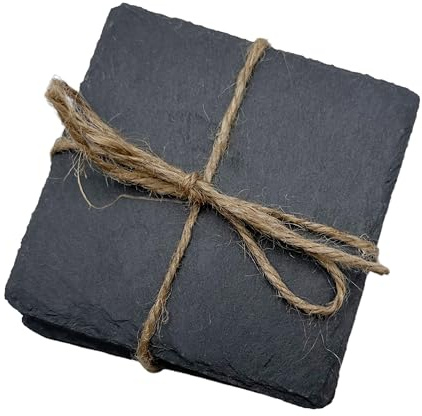 Lot de 12 dessous de verre en ardoise naturelle 10 x 10 cm pour gravure personnalisable