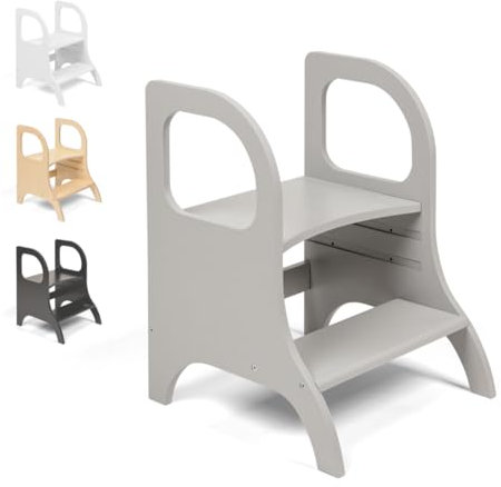 Ette Tete MIIMO • Höhenverstellbarer Tritthocker für Kleinkinder • Toilettenhocker für das Töpfchentraining (Grau)