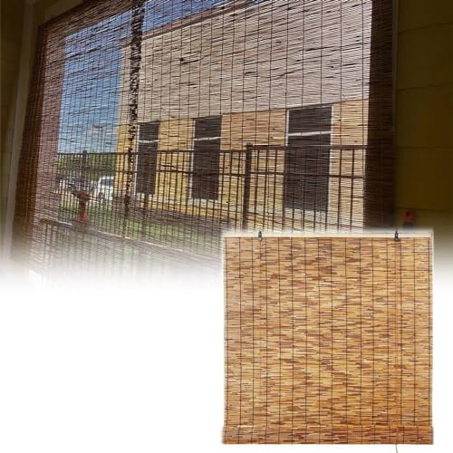 Bambus Rollo Fenster Jalousine Ohne Bohren Bambus Raffrollo Schilfrohrvorhang Sichtschutz AußEn 120x140cm 80x160cm 90x200cm 60x100cm Bambusrollo Lichtfilter Stroh Vorhang Blind Mit Heber