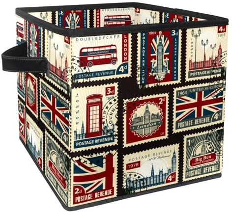 VAPOKF Faltbare Aufbewahrungsbox, Stoff-Aufbewahrungskorb, Würfel, Organizer, Behälter mit Griffen für Spielzeug, Kleidung, Bücher, Schrank, Schlafzimmer, Zuhause - Union Jack Big Ben London, snh-003