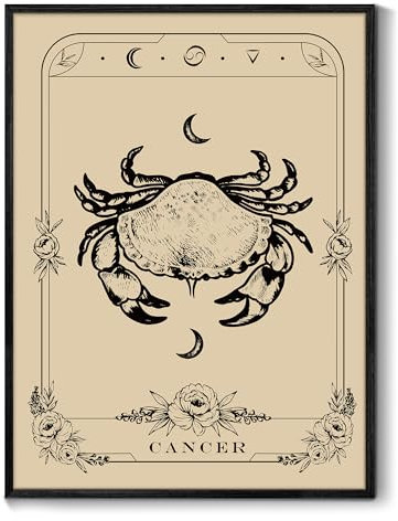 MHARTK66 Konstellation Leinwand Bilder mit Rahmen Schwarz, 30x40 cm Krebs Tarot Wandbilder Wohnzimmer, Hexe Dunkle Akademie Wandkunst Aesthetic, Gotische Wanddeko Schlafzimmer Desktop Zimmer Flur