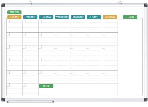 ARCOBIS Magnetischer Whiteboard-Kalender für die Wand, 90x60 cm, Großer Monatskalender mit Stiftablage für Zuhause, Büro, Schule