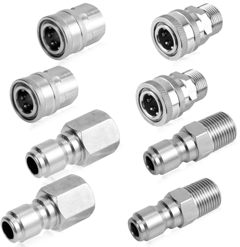 NQEUEPN 8pcs Nettoyeur Haute Pression à Connexion Rapide, 0,95cm Kit Adaptateur Nettoyeur Haute Pression Filetage Mâle et Femelle Raccords pour Nettoyeur Haute Pression pour Tuyaux d'Arrosage Pompes