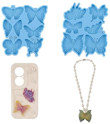 PandaHall - Molde de Silicona Con Colgante de Mariposa y Alas de Hada, Para Resina UV e Insectos, Manualidades Epoxi y Joyería - Azul Cielo Profundo