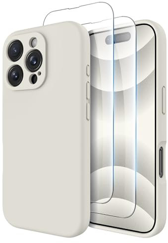OTOFLY Compatible with iPhone 16 Pro Case with 2 Pack Screen Protectors, Compatible with MagSafe, Shockproof Military-Grade Protection, Magnetic Silicone 16 Pro Phone Case, Stone