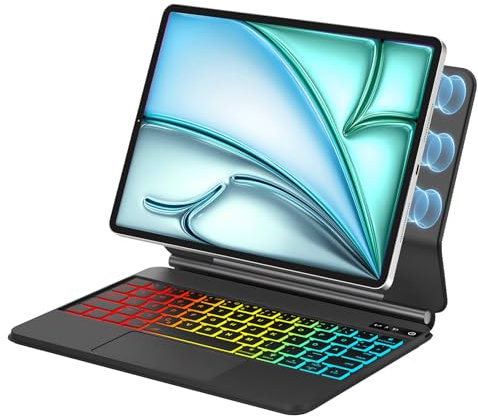 FOGARI Tastatur Hülle für iPad Air 6 13'' 2024 (M2) - Magic Tastatur für iPad Pro 12.9 (6. 5. 4. 3. Gen)| Federnde Tasten, Präzises Multi-Touch Trackpad für Pro 12.9 2018-2022, iPad Air 13, Schwarz