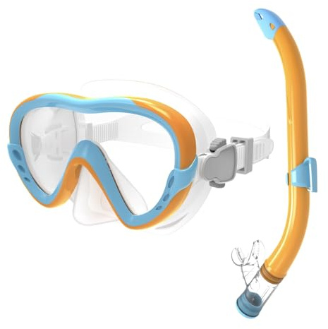 Snorkelset barn snorkel mask anti-läcka anti-imma silikon dykmask dykglasögon torr snorkel silikonmaterial snorkling set för pojkar flickor