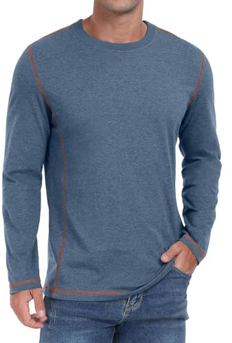 Sailwind Men's Long Sleeve T Shirt Cotton Tops Casual Crew Neck Tee Lightweight Basic Shirts (Blue Variegated, L)