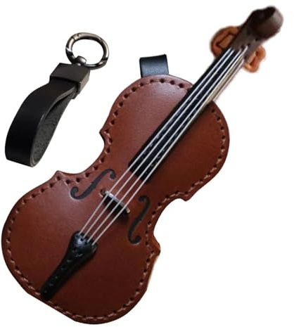 Cello Schlüsselanhänger aus Leder, handgefertigter Leder-Schlüsselanhänger, Schmuck, Violine und Cello, Rucksack-Schlüsselanhänger, Violin-Schlüsselanhänger, Musikinstrument-Anhänger für