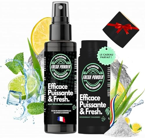 Schuh-Deodorierer – Zitrone – Basketball-Deodorant beseitigt Gerüche – neutralisiert Feuchtigkeit – natürliches Puder – langanhaltende Wirkung – hergestellt in Frankreich von Fresh Powder (200 g)
