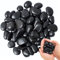 FEADBYT Galets de Jardin polis - pour l'aménagement paysager, la décoration de la Maison, Les projets artistiques - 1 kg (Noir, 1 à 2 cm)
