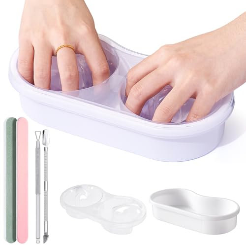 Dual Nail Soak Off Bowl: Acetone Acrylic Nail Remover Soak Off Bowls - Nail Varnish Dip Powder Remover Manicure Nail Soaking Bowl - Acetone Acrylic Remover Kit for Salon Home Use