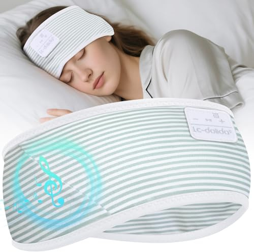 LC-dolida Cuffie da notte ultra slim Bluetooth con fascia elastica a 4 vie e senza slip yoga con musica wireless per corsa, palestra, 15 H Playtime, suono Hi-Fi