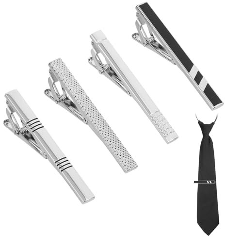 4 Stück Krawattennadel,Krawattenklammer,Herren Krawattennadel,Krawattennadel Silber,Krawattennadeln Für Herren,Krawattenklammer Set Für Krawattenklammer Edelstahl,für Hochzeiten Party Geschenk