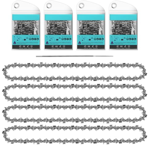 STEEIRO 4er-Pack Sägeketten 3/8LP 1,1 mm 44 TG 30 cm mit 1 Datei Kompatibel mit Stihl Motorsägen und mehr (3/8 1,1 mm 44 TG)