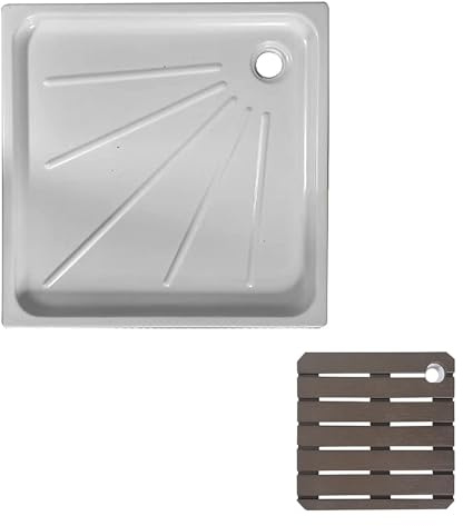 RV Shower Tray 24x24 Inches,Temporary Showeracrylic Square Shower Tray With Pop-up Drain And Non-slip Mat,Camping Shower Base,Shower Floor,Outdoor Shower Base(White+Gray)