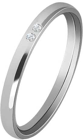 Akzent Damen Ring - Damenring Größe 52, 54, 56, 58, 60 aus Edelstahl in Silber, 100% Wasserfest & Hautverträglich