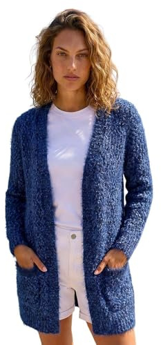 Roman Women Fluffy Cardigan Ladies Winter Cardi Longline Edge to Edge Ombre Coatigan Casual Sparkly Glittery Jacket Knitwear Knitted Autumn Fleecy Cosy Soft Coats