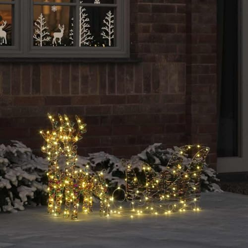 Festnight Beleuchtet Außen Led Rentier mit Schlitten 160 Led Weihnachtsdeko Outdoor Figuren Led Rentier Outdoor Weihnachtsfiguren Garten Weihnachtsbeleuchtung Figuren Weihnachten Deko