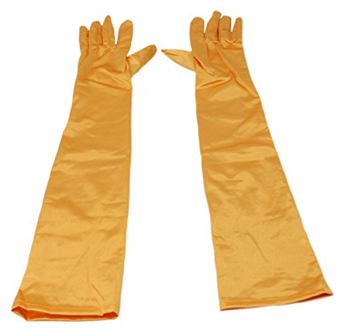 MEISHINE® Braut Ellenbogenlange Handschuhe Damen Frauen Lange Satin Stretch Handschuhe für Hochzeit Abendveranstaltung (Gelb)