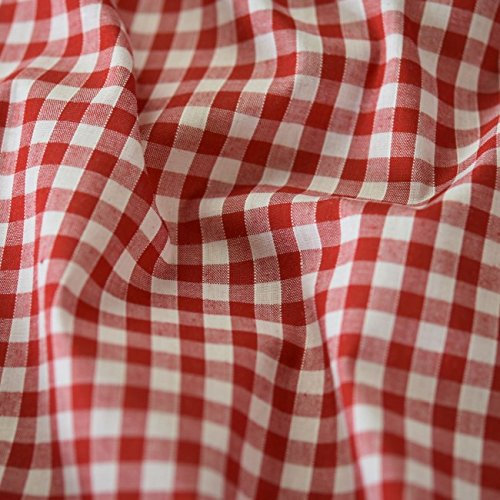 Rot/1–2 Meter ¼ Gingham-Stoff Polycotton Stoff mit Tischdecke mit Schneiderpuppe, mit elektrisch mit Gingham 112 cm, Breite