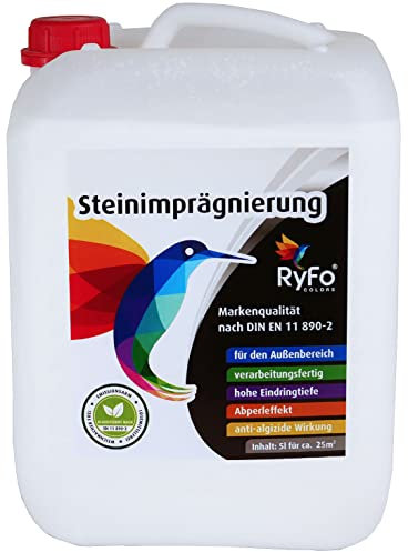 RyFo Colors Steinimprägnierung 5l (Größe wählbar) - Stein-Versiegelung, verarbeitungsfertig, Abperleffekt mit Langzeitschutz
