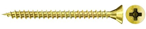fischer Vis aggloméré 4,5 x 20 tête fraisée jaune galvanisé filetage complet Phillips PZ