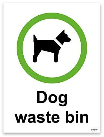 Dog Waste Bin Sign, A4-297 x 210mm, 1mm Rigid Plastic, Recycle and Waste Management Signs