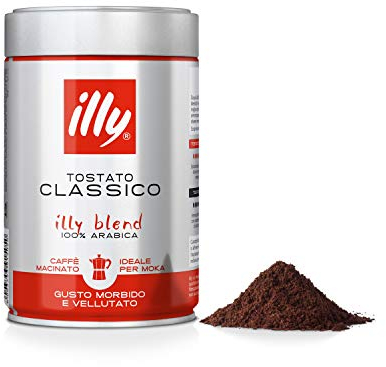 illy Tostato Classico Caffè Macinato Moka, 12 Barattoli da 250 g