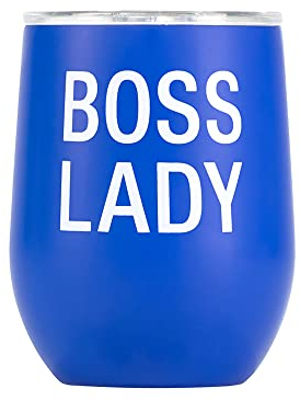 Boss Lady Blue - Bicchiere da vino isolato in acciaio INOX, 340 ml