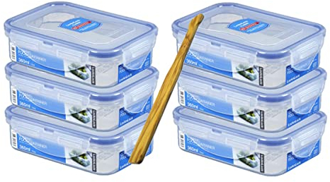 Lock&Lock Set 6 TLG HPL810 a 360 ml & SeleXions Multifunktion Olivenholz Spachtel