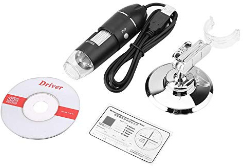 LetCart Computer Lupe LED Mikroskop 50X-500X 0,3MP USB Lupe für Computer mit Halter USB Mikroskop LED