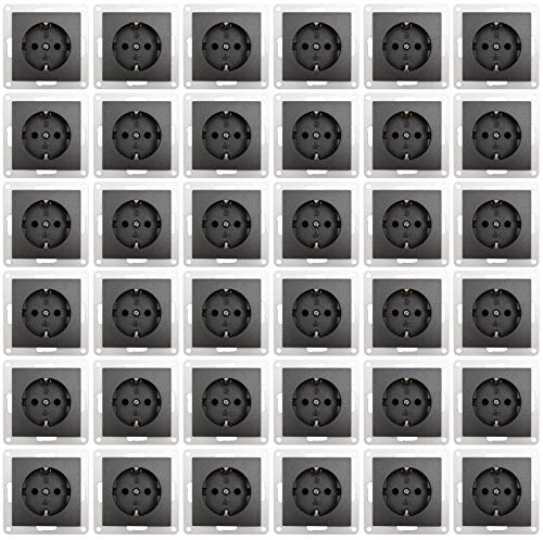 MC POWER - 36er Pack Steckdosen | FLAIR | Wandsteckdosen Set mit Klemmanschluss, anthrazit, matt