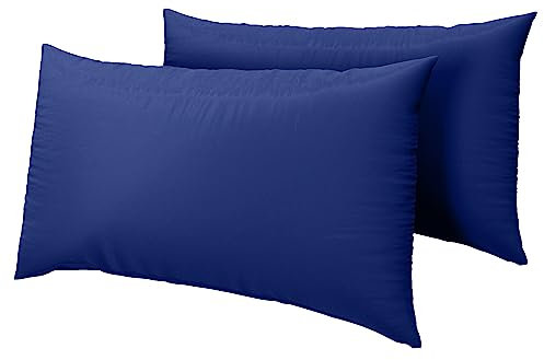HOME ACE Royal Blue Easy Iron Percale Standard Pillowcases 2 Pack, 100% Poly Cotton Housewife Pillow Cases 50 x 75CM Pack of 2