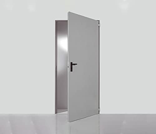 Porta Multiuso Cantina - Acciaio Zincato tamburato - Verniciata Grigio Perla - 90x215 cm- Porta Reversibile