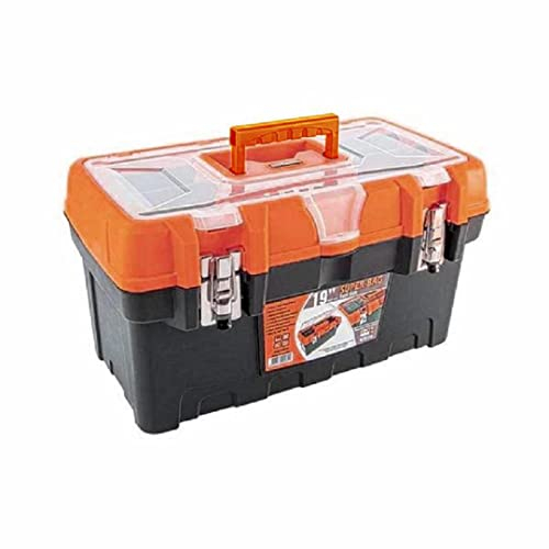 Robuste Werkzeugkoffer leer mit stabilem Tragegriff & Kleinteileboxen | Werkzeugbox Kunststoff Werkzeugkasten Werkzeugkiste Montagekoffer (L (19))