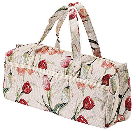 Miskall Leinen Handmake Tasche, Baumwolle Haushaltsstoff Hanf Tragbarer Aufbewahrungspullover Woven Organizer Bag(Rose Jacquard)