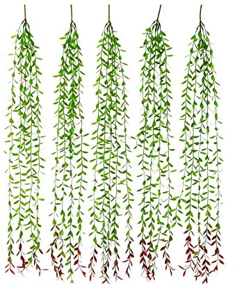 Lot de 6 guirlandes de vignes artificielles, feuilles de saule artificielles, guirlande de lierre à suspendre pour fête de mariage, maison, jardin, décoration murale